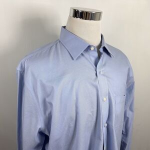 Brooks Bothers 18 36 Regent Non Iron Stretch Dress Shirt Blue Knit Supima Cotton